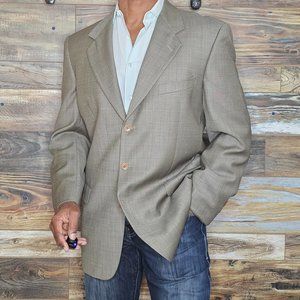 Valentino Uomo Italy Wool Tan Geometric Blazer Sport Jacket 42L *EXCELLENT*